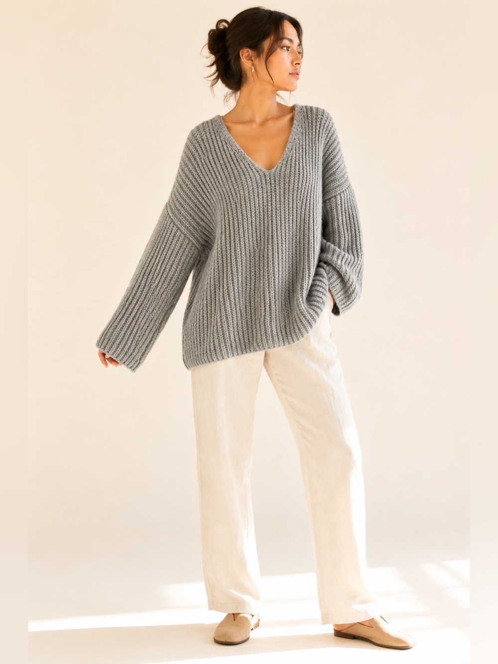 Eileen Fisher Oversized Alpaca Blend Knit Sweater Quiet Luxury Size XL